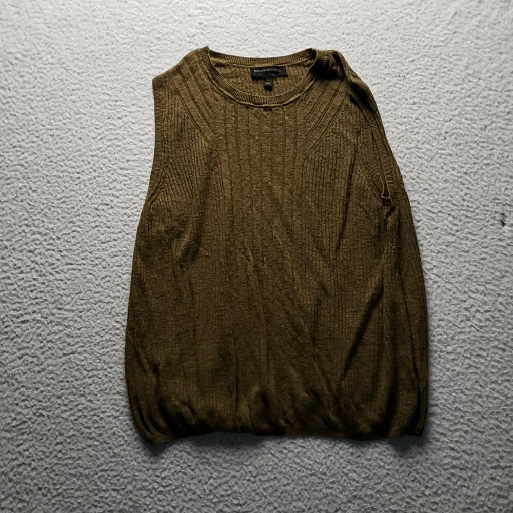 Banana Republic Sweater Vest Womens Large Brown Crew Neck Sleeveless Knit Top